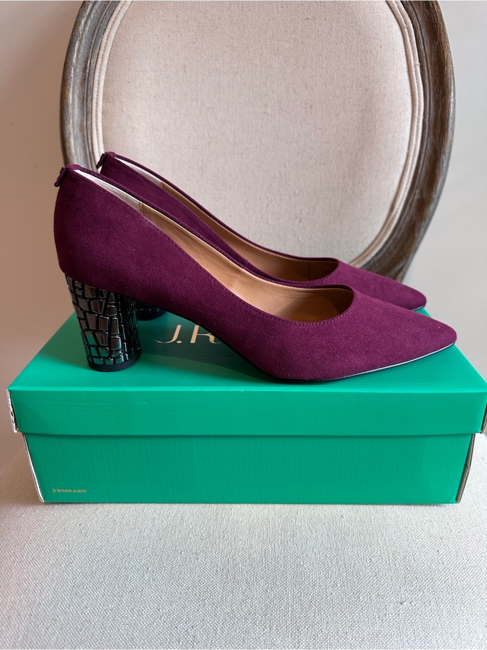 Never Worn! J.Renee Women's Plum Suede Block Heel Pumps